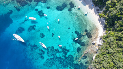 Amazing aerial view of Pisina Lagoon with magical turquoise waters, lagoons, tropical beaches of...