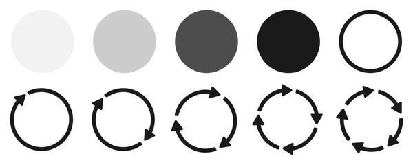 Set of Circle arrow vector icons. Refresh and reload arrow icon. Recycling icon. Vector illustration