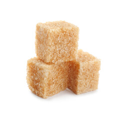 Cubes of brown sugar isolated on white