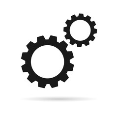 Gear setting vector icon set. Isolated black gears mechanism and cog wheel on white background. Progress or construction concept. Cogwheel icons. Vector illustration
