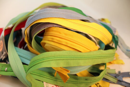 Pile of Colorful Vintage Zippers
