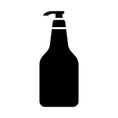 Bottle with dispenser icon. Black silhouette. Front side view. Vector simple flat graphic illustration. Isolated object on a white background. Isolate.