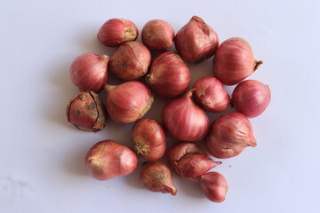 shallots on a white background