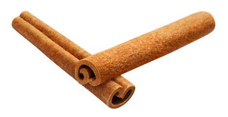Two cinnamon sticks, isolated on white background