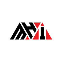 MHI triangle letter logo design with triangle shape. MHI triangle logo design monogram. MHI triangle vector logo template with red color. MHI triangular logo Simple, Elegant, and Luxurious Logo...