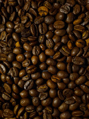 Arabica and robusta coffee beans background