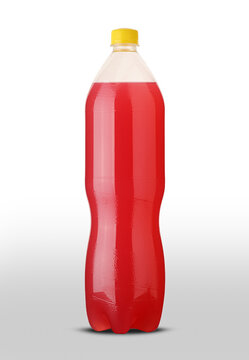 plastic bottle with red orangeade
