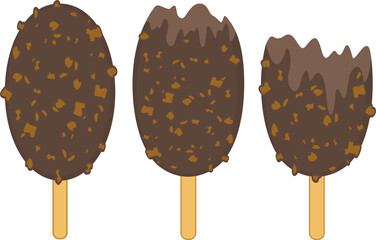 Ice cream vector illustration. Ice cream lolly. Chocolate. With nuts.