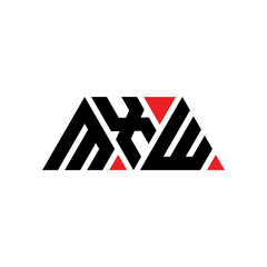 Obraz premium MXW triangle letter logo design with triangle shape. MXW triangle logo design monogram. MXW triangle vector logo template with red color. MXW triangular logo Simple, Elegant, and Luxurious Logo...