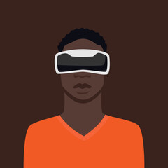 A handsome guy in virtual reality glasses. VR technologies, augmented reality, metaverse. Vector flat illustration.