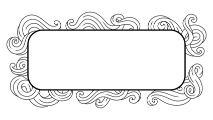 Frame with wave line curls. Monochrome stripes black and white texture.