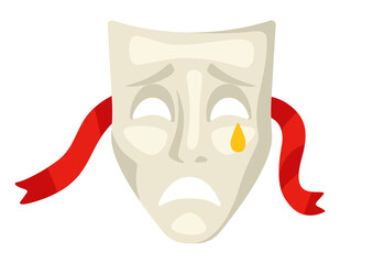 Illustration of tragedy mask. Traditional symbol. Image for theatrical performance.
