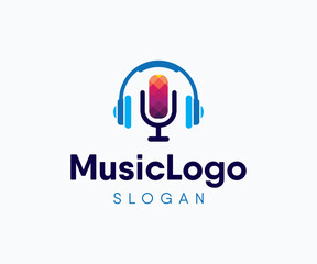 Podcast Logo Design. Music Logo Design. Headset Logo Design