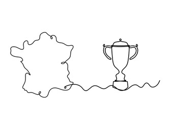 Map of France, Algeria with trophy as line drawing on white background © suns07butterfly