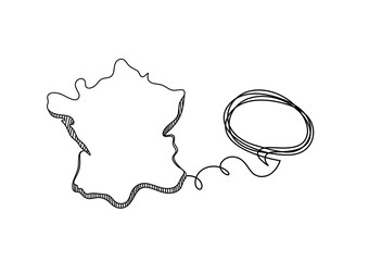Map of France, Algeria with speech as line drawing on white background © suns07butterfly