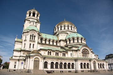 Fototapeta na wymiar Alexander Nevsky Cathedral from the side in Sofia, Bulgaria