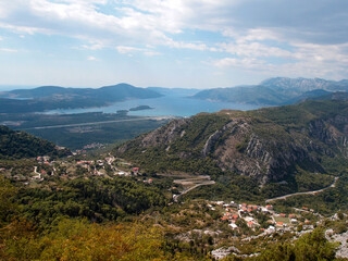 Panoramic view of the Bay of Kotor, town Kotor, Montenegro