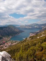Fototapeta na wymiar Panoramic view of the Bay of Kotor, town Kotor, Montenegro