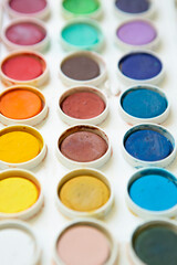 round watercolor paints in device for painting