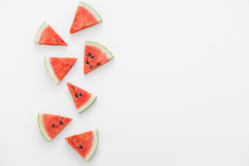 Obraz na płótnie Canvas Watermelon pattern. Red watermelon on white background. Summer concept.