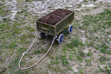 full garden cart with humus