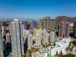 Fototapeta premium Top view of Hong Kong city