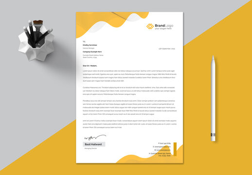 Letterhead Layout with Yellow Accents