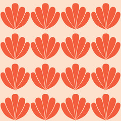 Yellow orange clam shell on dark background seamless pattern