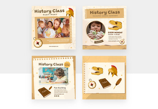 History Class School Social Media Banners