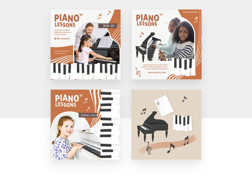 Piano Lesson Music School Social Media Banners & Illustrations