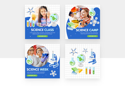 Science Education School Social Media Banners and Illustrations