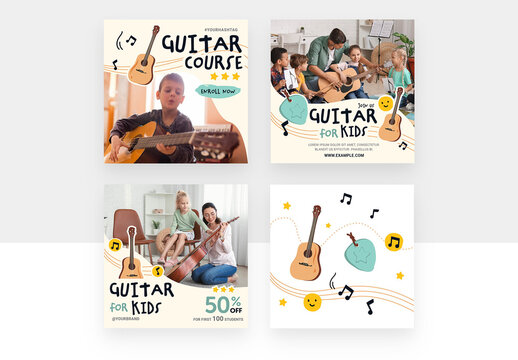 Guitar Lessons School Social Media Banners