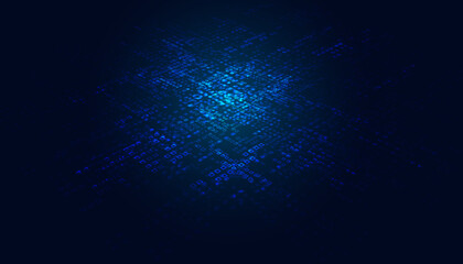 Abstract square block chain perspective on blue background digital futuristic modern hi-tech space