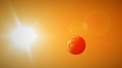 earth and sun , high temperature , global warming , extreme heat illustration concept