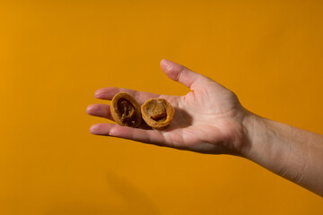 two halves of a round cookie 