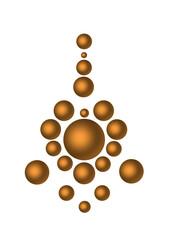 19 golden balls arranged in such a way that it looks like a piece of jewelry. The central part of the balls is made in the shape of a heart.