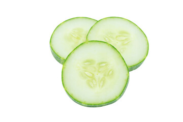 Slice of cucumber isolated on white with clipping path,Cucumber circle portion.