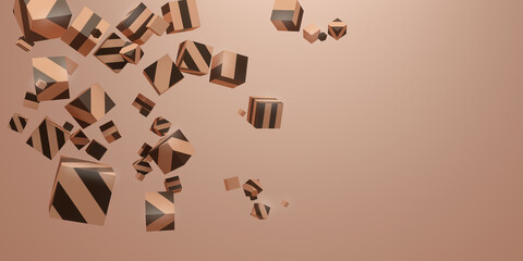 Abstract pastele background with textured cubes. 3d render geometric composition.