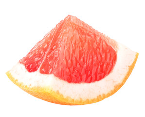 Piece of ripe grapefruit isolated on a white background. Grapefruit citrus fruit.