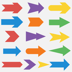 A set of vector bright multi-colored arrow icons, the ability to edit and change the color.