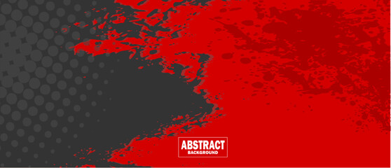 Black and red abstract background with grunge brushstroke and halftone style.