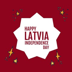 Composition of latvia independence day text over stars
