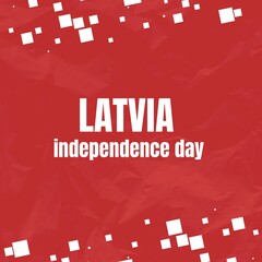 Composition of latvia independence day text over shapes - obrazy, fototapety, plakaty