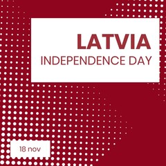 Composition of latvia independence day text over spots - obrazy, fototapety, plakaty