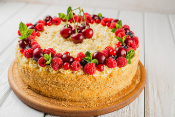 Homemade berry cake. summer berries