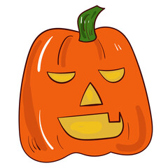 Halloween pumpkin. Vector spooky icon. Colourful illustration on white background.