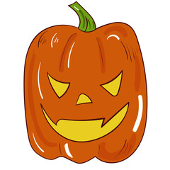 Halloween pumpkin. Vector spooky icon. Colourful illustration on white background.