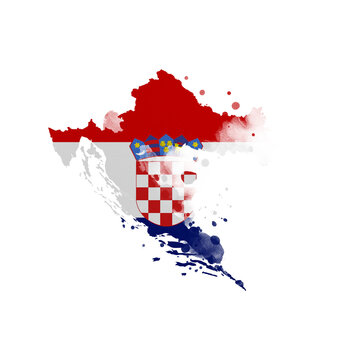 recommend clip art: Sublimation background country map- form on white background. Artistic shape in colors of national flag. Croatia