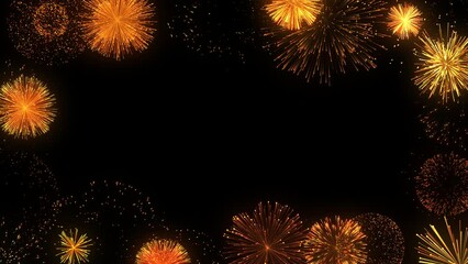 exploding festive animated fireworks background border