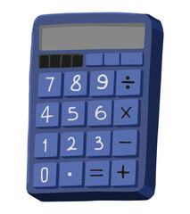 Pocket calculator doodle. Vector illustration of school supply, finance equipment. Cartoon style clipart isolated on white background.